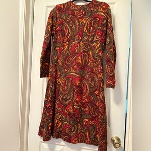 Paisley Print Vintage Wool Women's Dress